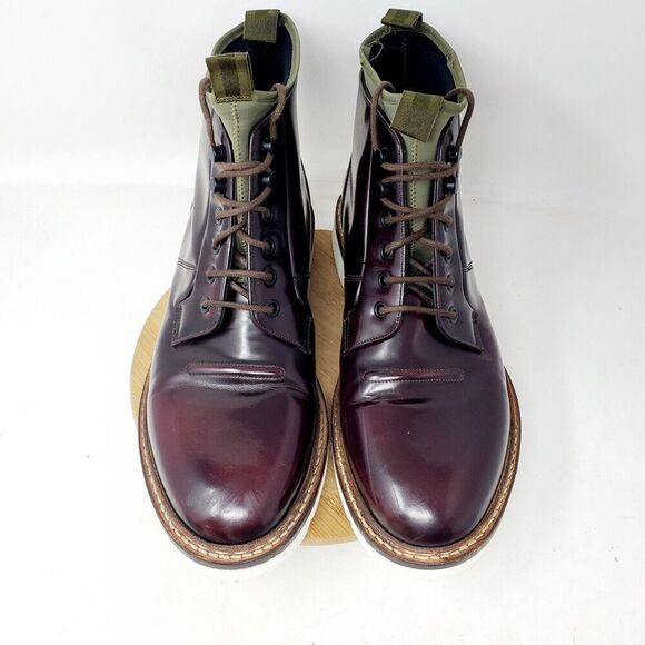 OAMC Compression Boots Mens 11 Burgundy Bull Leather‎ Lace Up Ankle Shoes Vibram